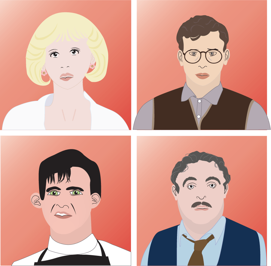 Audrey, Seymour, Orin, Mushnik